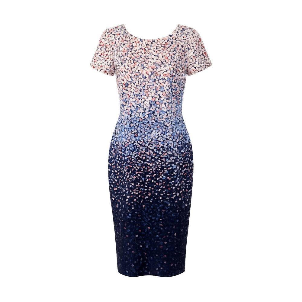 Talbots Floral Sheath Dress Size 10 Blue Pink White Short Sleeve Brunch Party